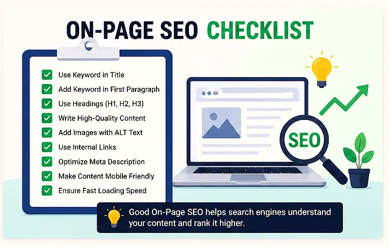 on page seo checklist for beginners to optimize website content