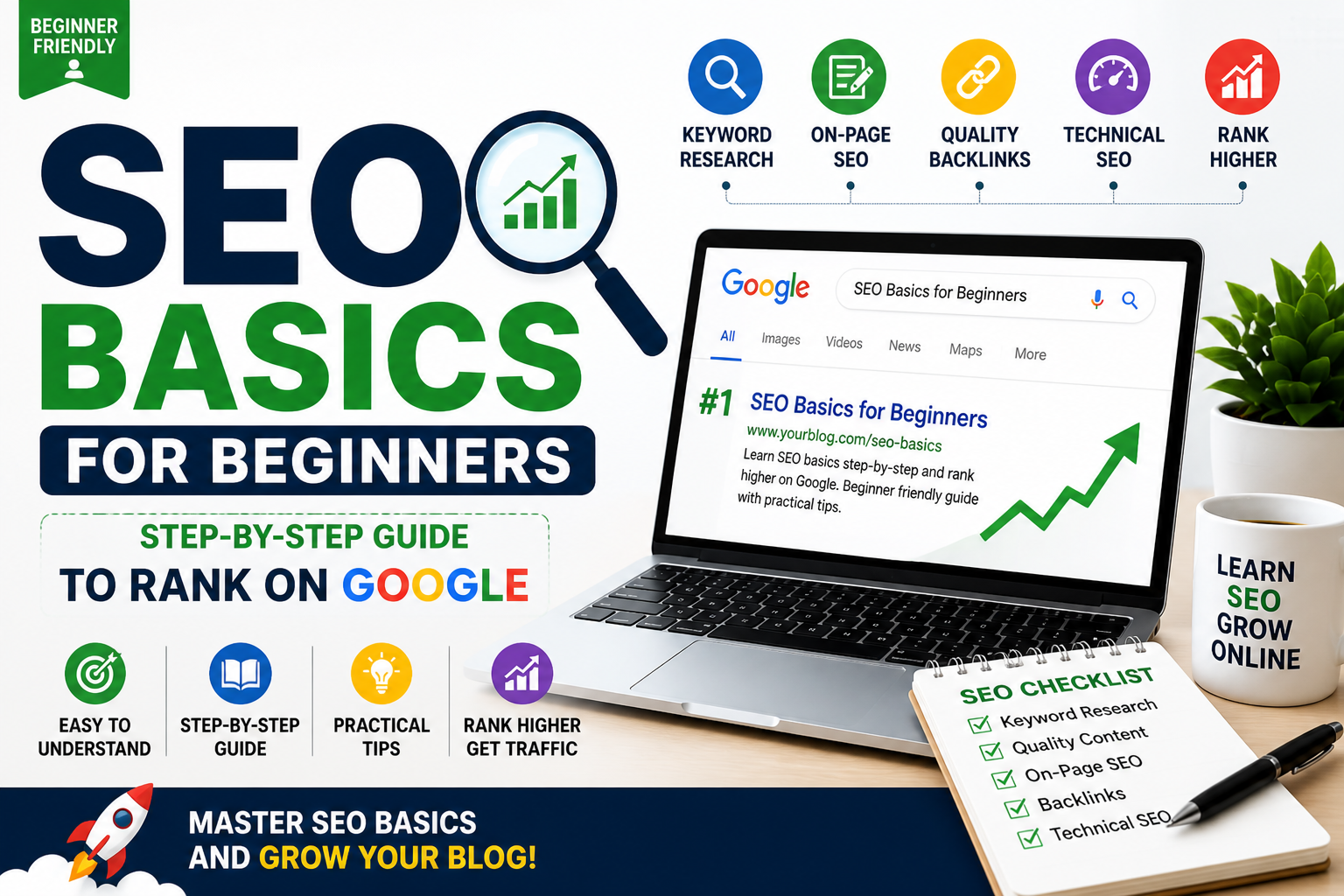 seo basics for beginners step by step guide to rank on google easily