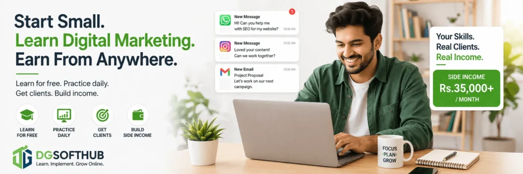 Freelancer checking client messages after starting a digital marketing side income from home.
