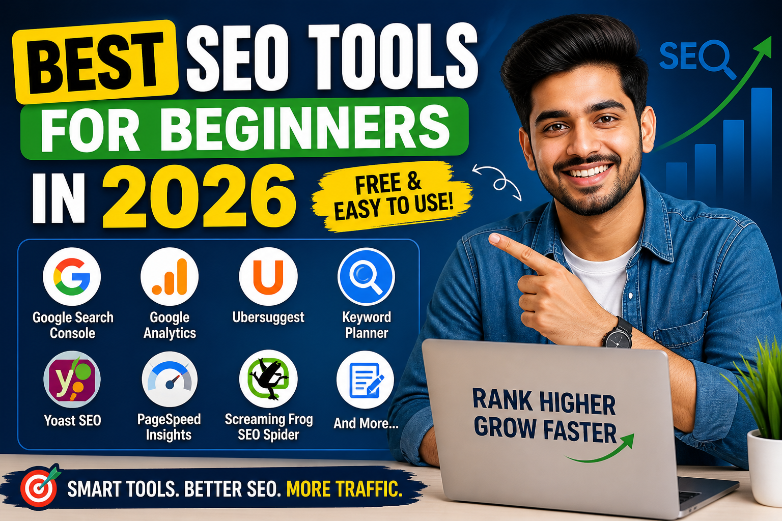 best seo tools for beginners 2026 free tools to improve rankings and grow blog traffic with seo strategy